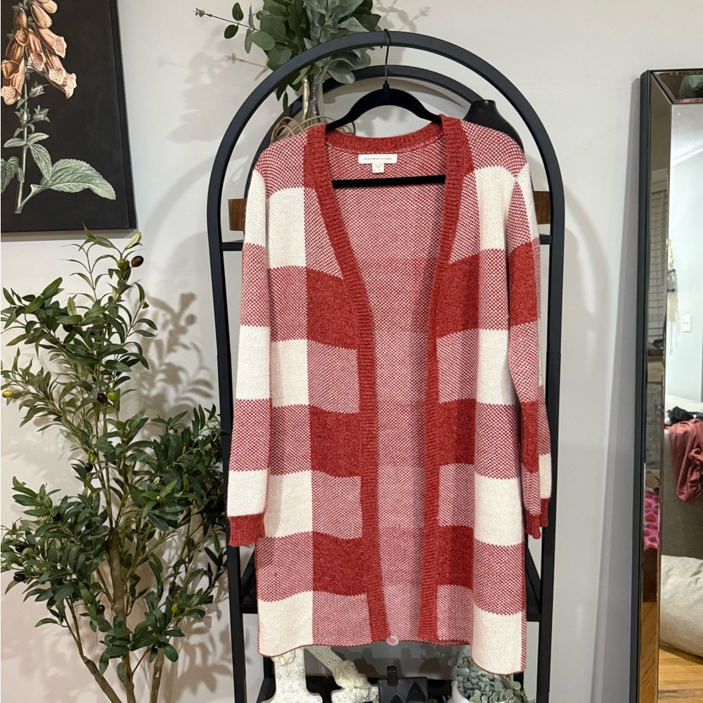 Monteau Los Angeles Buffalo Plaid Open Cardigan Sweater size medium 🍂